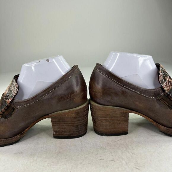Freebird By Steven Bristol Brown Snakeskin Chunky Bootie US 8 Wester Boho Heel - Picture 8 of 10